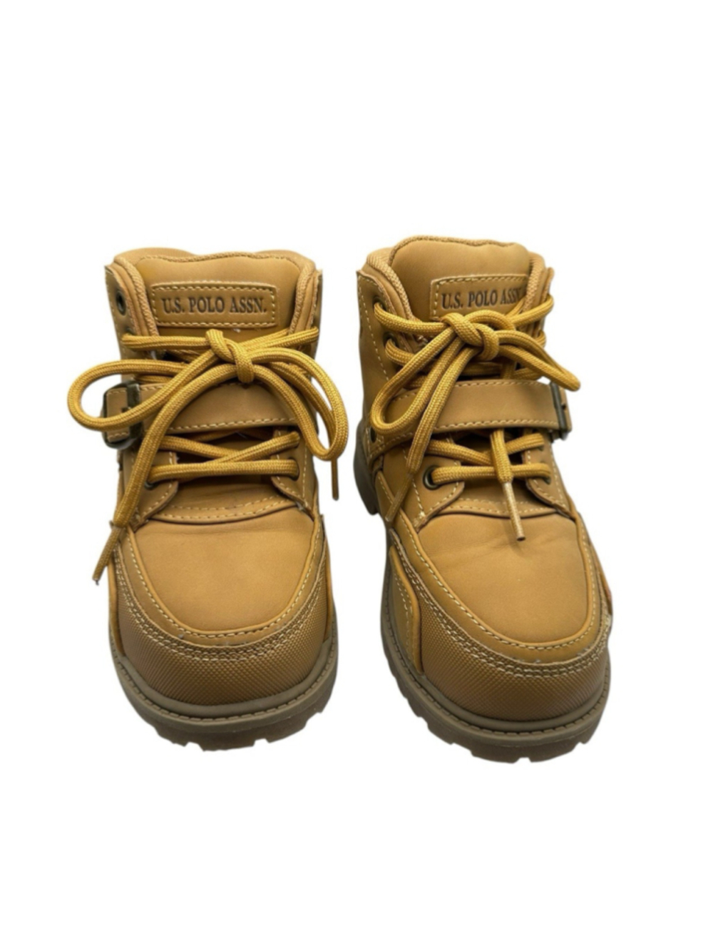 US Polo Assn Boys Hiking Boots SIZE 11.5 M Tan Brown Lace Up Durable